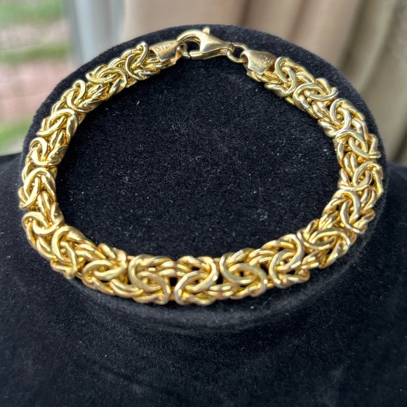 Vintage Veronese Gold Plated 925 Italy Sterling Silver Byzantine Bracelet 7.25” - Picture 2 of 8